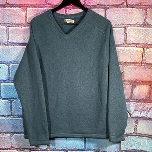 Sportif USA Large Blue V-Neck Pullover Sweater Fleece Lined Warm Winter Casual